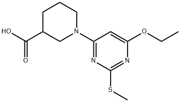 1-(6-Ethoxy-2-Methylsulfanyl-pyriMidin-4-yl)-piperidine-3-carboxylic acid Struktur