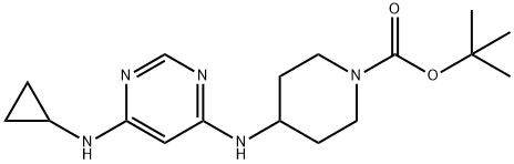 4-(6-CyclopropylaMino-pyriMidin-4-ylaMino)-piperidine-1-carboxylic acid tert-butyl ester Struktur