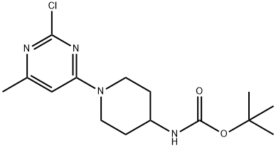 [1-(2-Chloro-6-methyl-pyrimidin-4-yl)-piperidin-4-yl]-carbamic acid tert-butyl ester Struktur