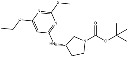 (S)-3-(6-Ethoxy-2-Methylsulfanyl-pyriMidin-4-ylaMino)-pyrrolidine-1-carboxylic acid tert-butyl ester Struktur