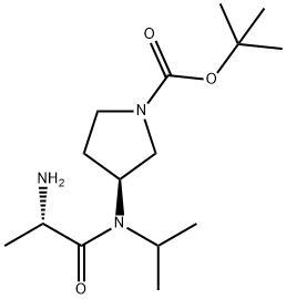 (S)-3-[((S)-2-AMino-propionyl)-isopropyl-aMino]-pyrrolidine-1-carboxylic acid tert-butyl ester Struktur