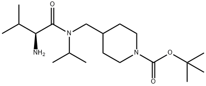 4-{[((S)-2-AMino-3-Methyl-butyryl)-isopropyl-aMino]-Methyl}-piperidine-1-carboxylic acid tert-butyl ester Struktur