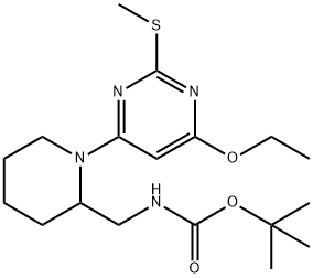 [1-(6-Ethoxy-2-Methylsulfanyl-pyriMidin-4-yl)-piperidin-2-ylMethyl]-carbaMic acid tert-butyl ester Struktur