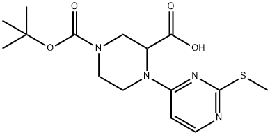 4-(2-Methylsulfanyl-pyrimidin-4-yl)-piperazine-1,3-dicarboxylic acid 1-tert-butyl ester Struktur