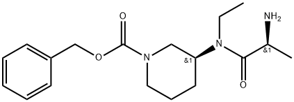 (S)-3-[((S)-2-AMino-propionyl)-ethyl-aMino]-piperidine-1-carboxylic acid benzyl ester Struktur