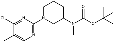 [1-(4-Chloro-5-methyl-pyrimidin-2-yl)-piperidin-3-ylmethyl]-carbamic acid tert-butyl ester Struktur