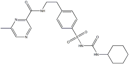 1-Cyclohexyl-3-[[4-[2-[[(6-Methyl-pyrazin-2-yl)carbonyl] aMino]ethyl]phenyl]-sulphonyl]urea Struktur