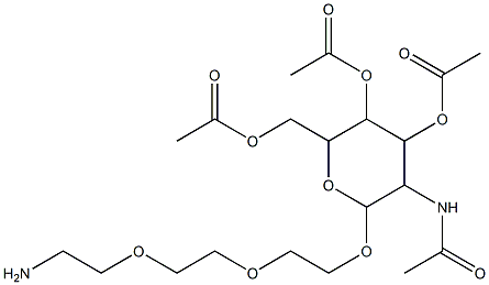 5-acetaMido-2-(acetoxyMethyl)-6-(2-(2-(2-aMinoethoxy)ethoxy)ethoxy)tetrahydro-2H-pyran-3,4-diyl diacetate Struktur