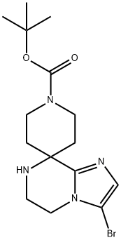 TERT-BUTYL3-BROMO-6,7-DIHYDRO-5H-SPIRO[IMIDAZO[1,2-A]PYRAZINE-8,4'-PIPERIDINE]-1'-CARBOXYLATE Struktur