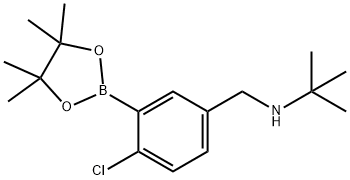 N-(4-Chloro-3-(4,4,5,5-tetramethyl-1,3,2-dioxaborolan-2-yl)benzyl)-2-methylpropan-2-amine Struktur