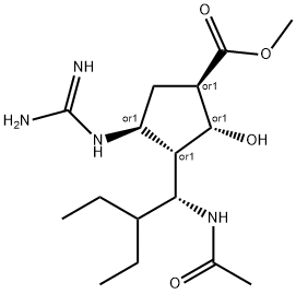 (1S,2S,3R,4R)-Methyl 3-((R)-1-acetaMido-2-ethylbutyl)-4-guanidino-2-hydroxycyclopentanecarboxylate Struktur