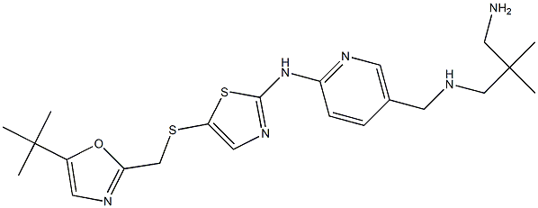 N1-{6-[5-(5-tert-Butyl-oxazol-2-ylMethylsulfanyl)-thiazol-2-ylaMino]-pyridin-3-ylMethyl}-2,2-diMethyl-propane-1,3-diaMine Struktur