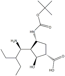 (1S,2S,3S,4R)-3-((R)-1-aMino-2-ethylbutyl)-4-(tert-butoxycarbonylaMino)-2-hydroxycyclopentanecarboxylic acid Struktur