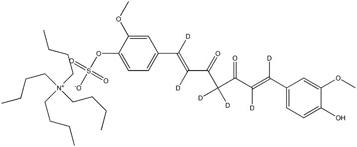 (1E,6E)-1-(4-Hydroxy-3-Methoxyphenyl)-7-[3-Methoxy-4-(sulfooxy)phenyl]-1,6-heptadiene-3,5-dione-d6 TetrabutylaMMoniuM Salt Struktur