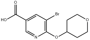 5-bromo-6-(tetrahydro-2h-pyran-4-yloxy)nicotinic acid Struktur