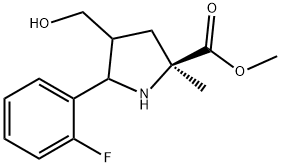 Methyl 5-(2-fluorophenyl)-4-(hydroxymethyl)-2-methylpyrrolidine-2-carboxylate Struktur