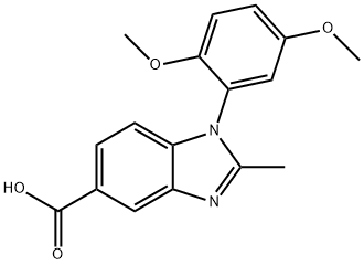 1-(2,5-dimethoxyphenyl)-2-methyl-1H-benzimidazole-5-carboxylic acid Struktur