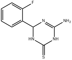 4-amino-6-(2-fluorophenyl)-1,6-dihydro-1,3,5-triazine-2-thiol Struktur