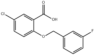 5-chloro-2-[(3-fluorobenzyl)oxy]benzoic acid Struktur