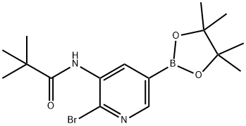 N-(2-Bromo-5-(4,4,5,5-tetramethyl-1,3,2-dioxaborolan-2-yl)pyridin-3-yl)pivalamide Struktur