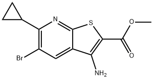 Methyl 3-amino-5-bromo-6-cyclopropylthieno-[2,3-b]pyridine-2-carboxylate Struktur