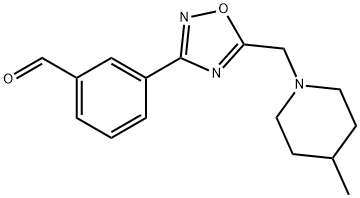 3-{5-[(4-methylpiperidin-1-yl)methyl]-1,2,4-oxadiazol-3-yl}benzaldehyde Struktur