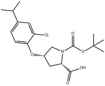 (2S,4S)-1-(tert-Butoxycarbonyl)-4-(2-chloro-4-isopropylphenoxy)-2-pyrrolidinecarboxylic acid Struktur