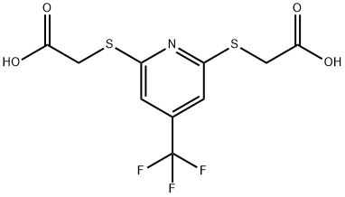 (6-Carboxymethylsulfanyl-4-(trifluoromethyl)-pyridin-2-ylsulfanyl)acetic acid Struktur