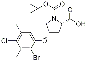 (2S,4S)-4-(2-Bromo-4-chloro-3,5-dimethylphenoxy)-1 -(tert-butoxycarbonyl)-2-pyrrolidinecarboxylic ac Struktur