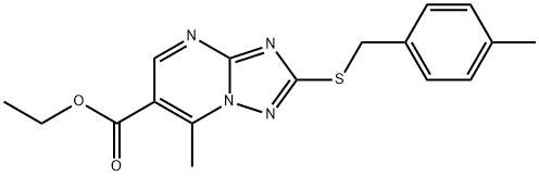 Ethyl 7-methyl-2-[(4-methylbenzyl)thio]-[1,2,4]triazolo[1,5-a]pyrimidine-6-carboxylate Struktur