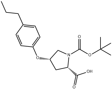 (2S,4S)-1-(tert-Butoxycarbonyl)-4-(4-propyl-phenoxy)-2-pyrrolidinecarboxylic acid Struktur