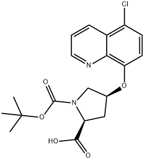 (2S,4S)-1-(tert-Butoxycarbonyl)-4-[(5-chloro-8-quinolinyl)oxy]-2-pyrrolidinecarboxylic acid Struktur