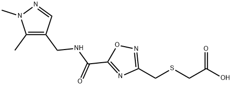 ({[5-({[(1,5-Dimethyl-1H-pyrazol-4-yl)methyl]amino}carbonyl)-1,2,4-oxadiazol-3-yl]methyl}thio)acetic Struktur