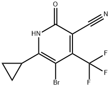 5-bromo-6-cyclopropyl-2-hydroxy-4-(trifluoromethyl)nicotinonitrile Struktur