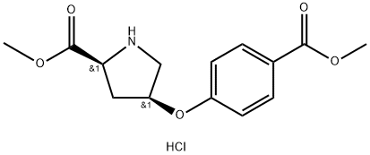 Methyl (2S,4S)-4-[4-(methoxycarbonyl)phenoxy]-2-pyrrolidinecarboxylate hydrochloride Struktur