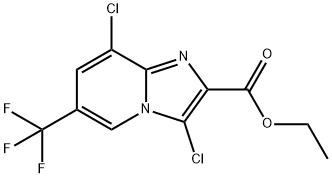 Ethyl 3,8-dichloro-6-(trifluoromethyl)-imidazo[1,2-a]pyridine-2-carboxylate Struktur