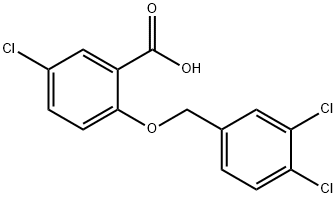 5-chloro-2-[(3,4-dichlorobenzyl)oxy]benzoic acid Struktur