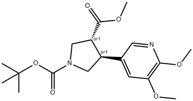 (trans-Racemic) 1-tert-Butyl 3-methyl 4-(5,6-di-methoxypyridin-3-yl)pyrrolidine-1,3-dicarboxylate Struktur