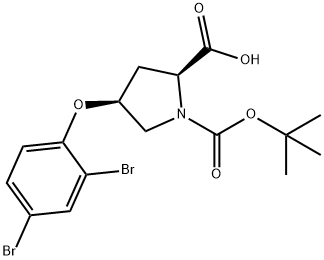 (2S,4S)-1-(tert-Butoxycarbonyl)-4-(2,4-dibromophenoxy)-2-pyrrolidinecarboxylic acid Struktur