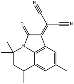 (4,4,6,8-Tetramethyl-2-oxo-5,6-dihydro-4H-pyrrolo-[3,2,1-ij]quinolin-1(2H)-ylidene)malononitrile Struktur