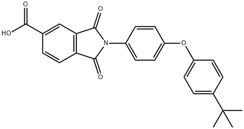 2-[4-(4-tert-butylphenoxy)phenyl]-1,3-dioxoisoindoline-5-carboxylic acid Struktur