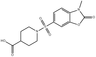 1-[(3-methyl-2-oxo-2,3-dihydro-1,3-benzoxazol-6-yl)sulfonyl]piperidine-4-carboxylic acid Struktur