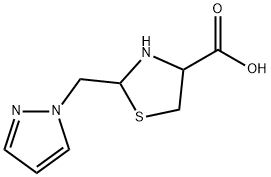 2-(1H-pyrazol-1-ylmethyl)-1,3-thiazolidine-4-carboxylic acid Struktur