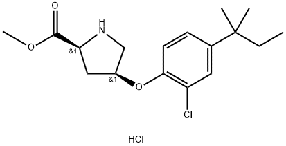 Methyl (2S,4S)-4-[2-chloro-4-(tert-pentyl)phenoxy]-2-pyrrolidinecarboxylate hydrochloride Struktur