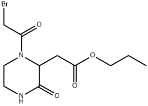 Propyl 2-[1-(2-bromoacetyl)-3-oxo-2-piperazinyl]-acetate Struktur