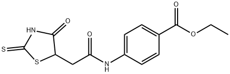 ethyl 4-{[(2-mercapto-4-oxo-4,5-dihydro-1,3-thiazol-5-yl)acetyl]amino}benzoate Struktur