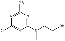 2-[(4-Amino-6-chloro-1,3,5-triazin-2-yl)(methyl)-amino]-1-ethanol Struktur