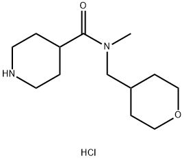 N-Methyl-N-(tetrahydro-2H-pyran-4-ylmethyl)-4-piperidinecarboxamide hydrochloride Struktur