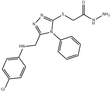 2-[(5-{[(4-Chlorophenyl)amino]methyl}-4-phenyl-4H-1,2,4-triazol-3-yl)thio]acetohydrazide Struktur