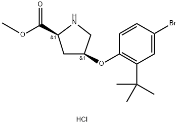 Methyl (2S,4S)-4-[4-bromo-2-(tert-butyl)phenoxy]-2-pyrrolidinecarboxylate hydrochloride Struktur